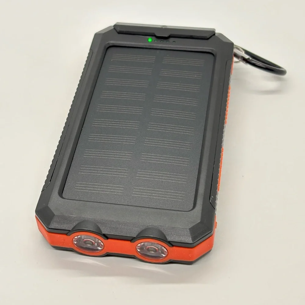Solar Charger Power Bank - Orange and Black